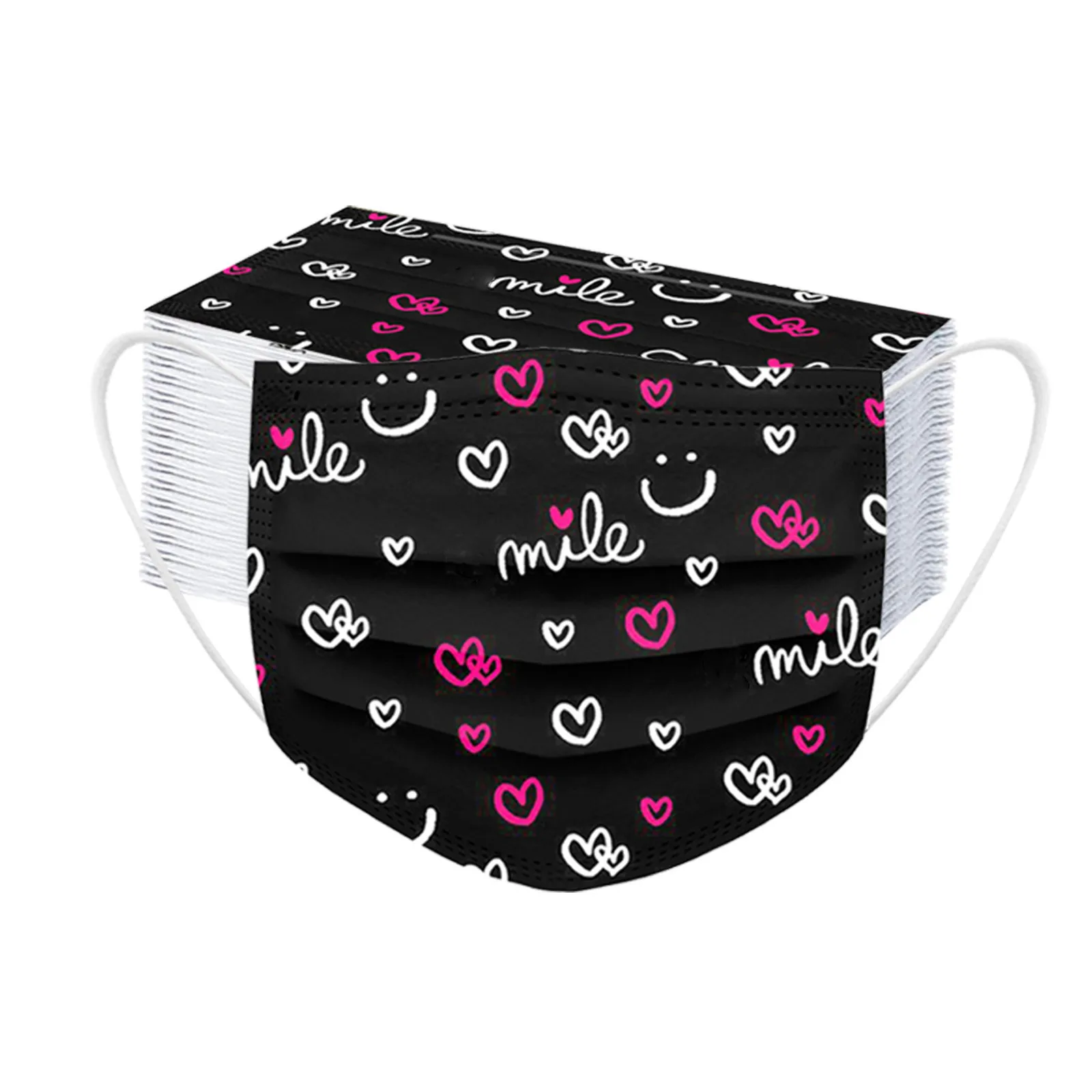 10/50PC Adult Disposable Face Mask Red Heart-shaped Printed Valentines Day Mouth Cover Non-woven Fabric Mascarillas masques | Дом и сад