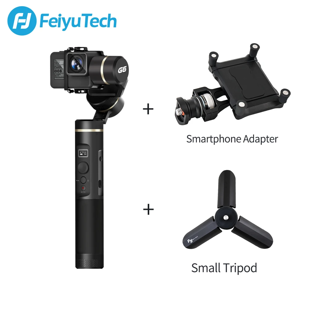 FeiyuTech G6 защита от брызг ручка Gimbal Wifi+ Bluetooth OLED экран экшн-камера стабилизатор штатив полюс для Gopro Hero 6 5 RX0 - Цвет: g6 tripod phonemount