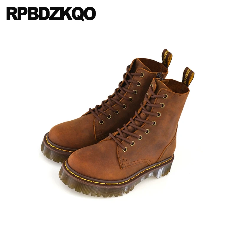 Muffin круглый носок Коричневые Женские Ботильоны на каблуке средней высоты Обувь