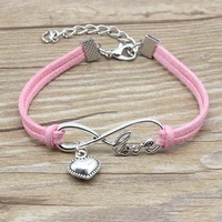 minimalist best friends friendship gift infinity love heart charm suede leather adjustable bracelets for women jewelry