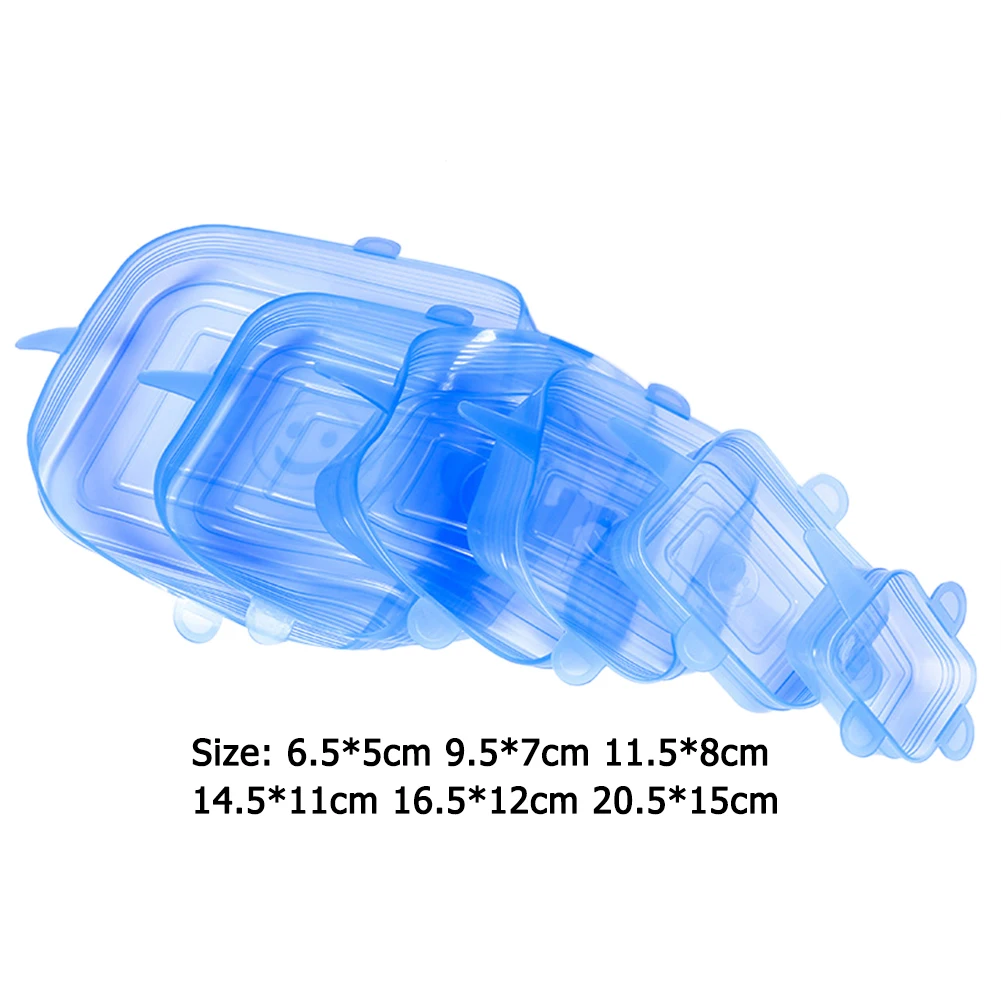 

6pcs Silicone Food Fresh Cover Flexibl Elastic Stretching Fruit Lid Kitchen Tool Household Kitchen Supplies Parts Accessaries