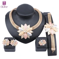 bridal gift nigerian wedding jewelry set wholesale fashion dubai gold jewelry women design necklace earring ring