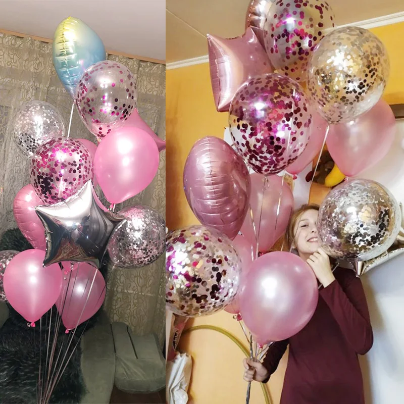 Набор воздушных шаров из розового золота фольгированные шары в форме звезды