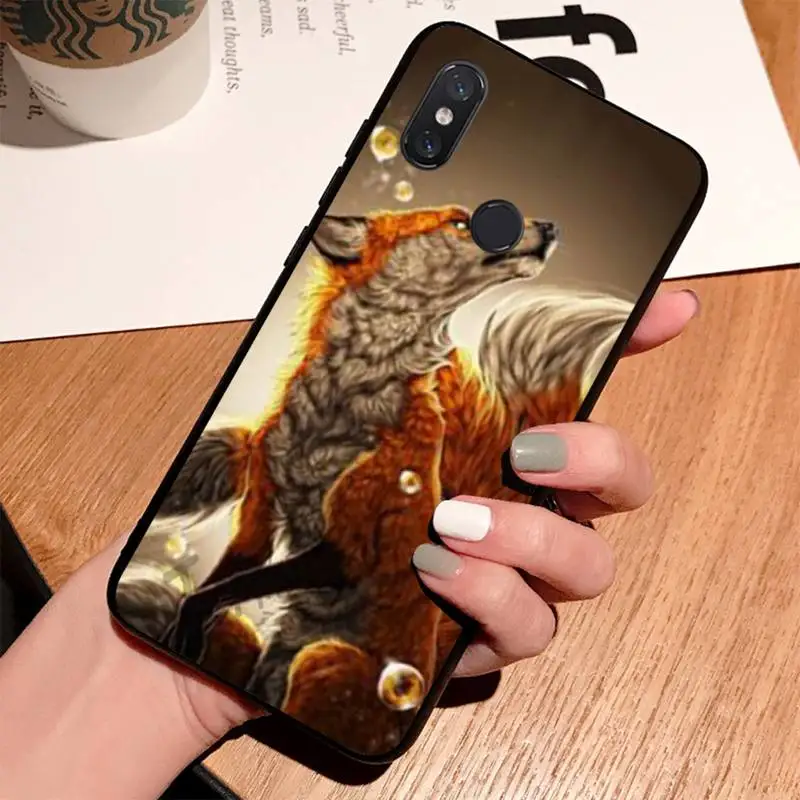 Red tail fox cunning animal Black Cell Phone Case For Xiaomi Redmi 4x 5 plus 6A 7 7A 8 mi8 8lite 9 note 4 pro | Мобильные телефоны
