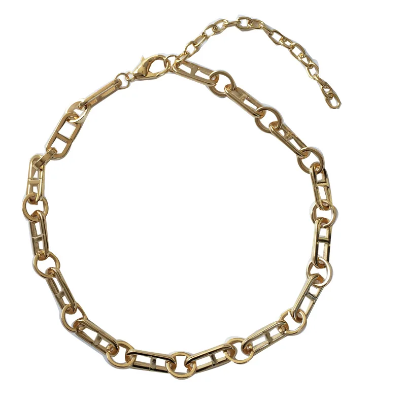 

Simple Punk Choker Necklace Collar Statement Hip Hop Silver Gold Color Thick Chain Necklaces Men Women Jewelry