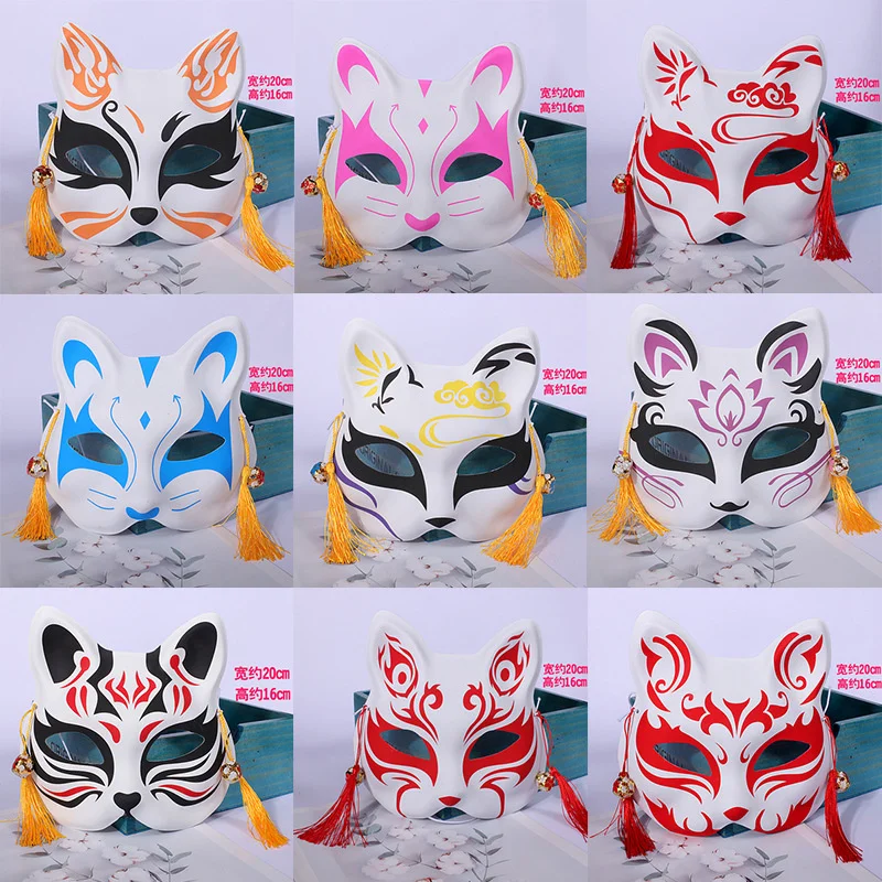 

Anime Demon Slayer Fox Mask Half Face Mask Hand-painted Japanese Mask Masquerade Festival Ball Kabuki Kitsune Masks Cosplay Prop