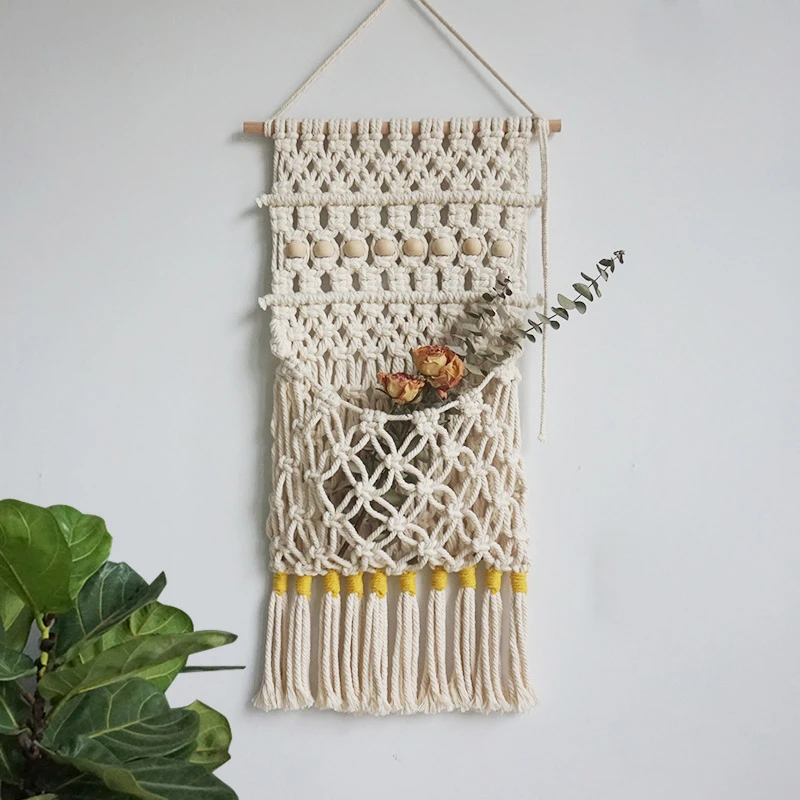 

Hand Woven Macrame Tapestry Wall Hanging Boho Chic Bohemian Room Geometric Tapestries Wall Decor Apartment Dorm Room Decoration