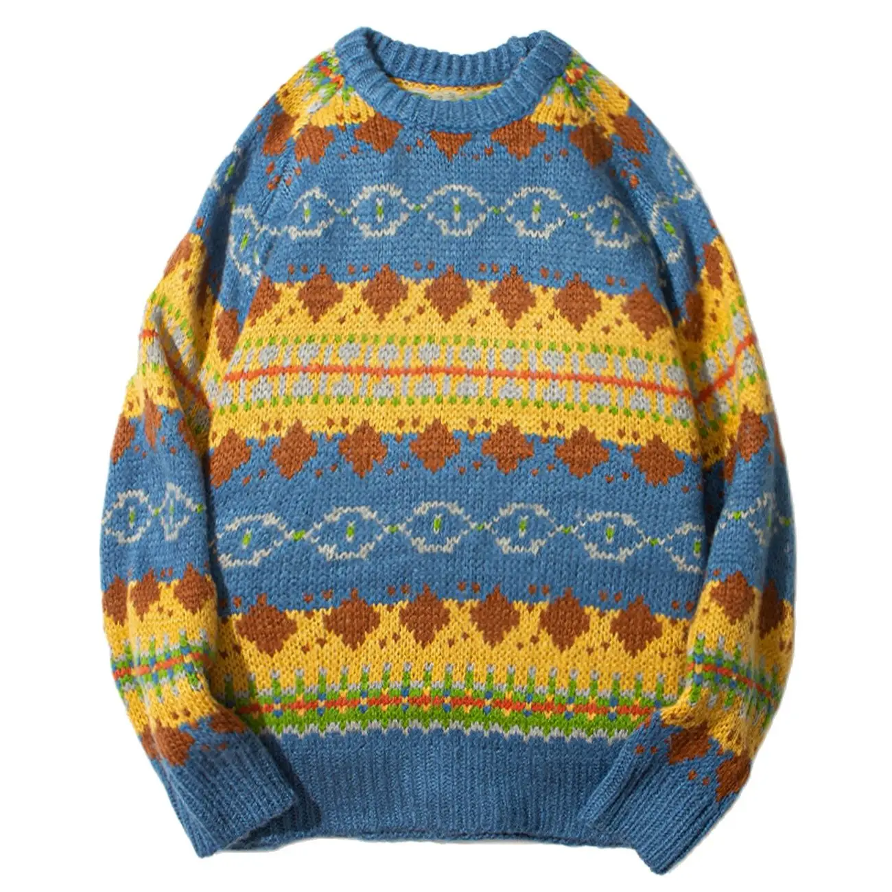 Мужской свитер с круглым вырезом винтажный трикотажный пуловер оверсайз в стиле