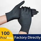 Нитриловые перчатки, черные, 100 шт., перчатки для защиты кухни и работы, товары для уборки дома, одноразовые перчатки, садовые аксессуары