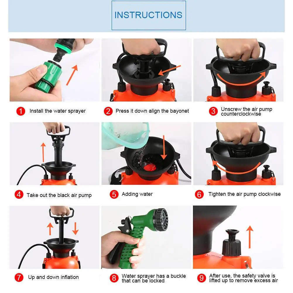 

5L/8L Portable Outdoor Camping Shower Multi-Function Sprayer Camp Shower Watering Flowers Washing Car Sprayer For Travel