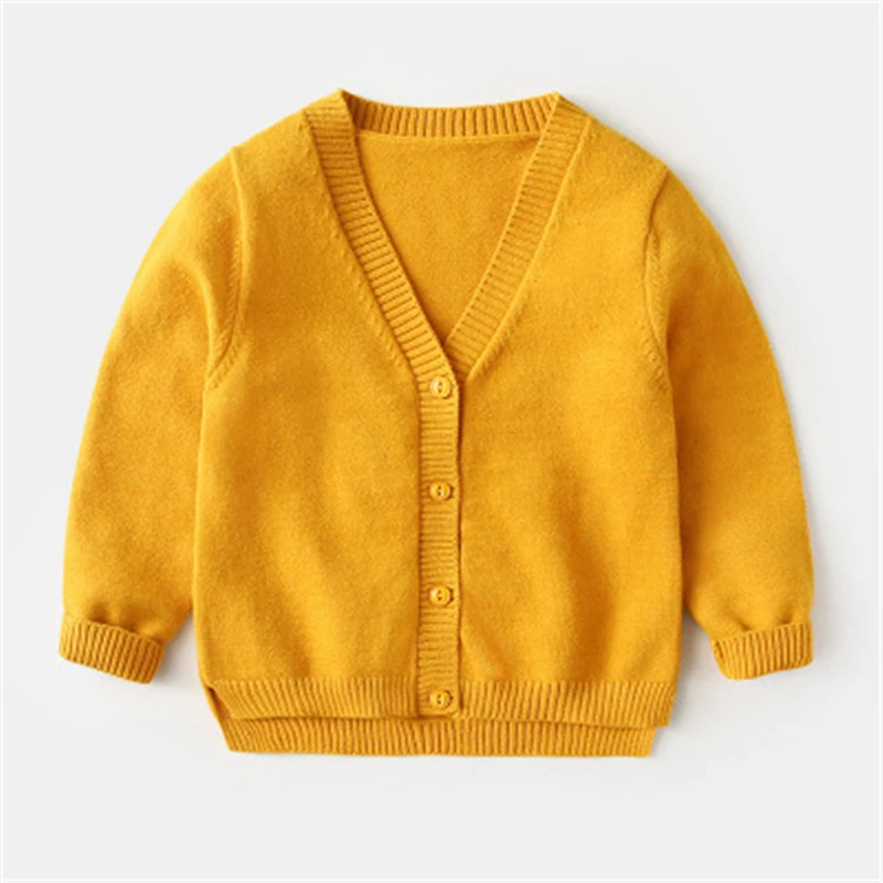 Однотонные Детские вязаные свитера осенне зимняя детская одежда повседневная