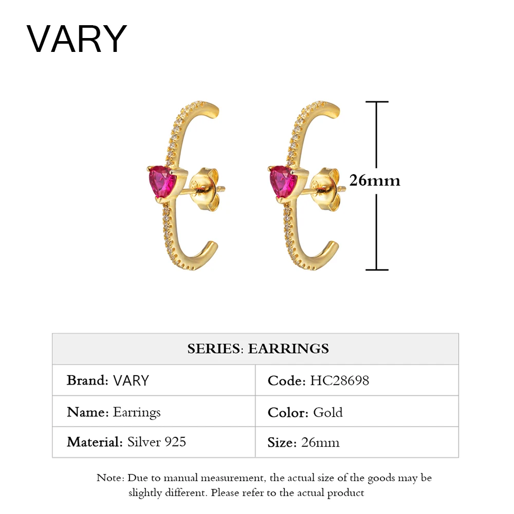

VARY 925 Silver Women's Jewelry Luxury Heart Cute Fashion Stud Earrings 2020