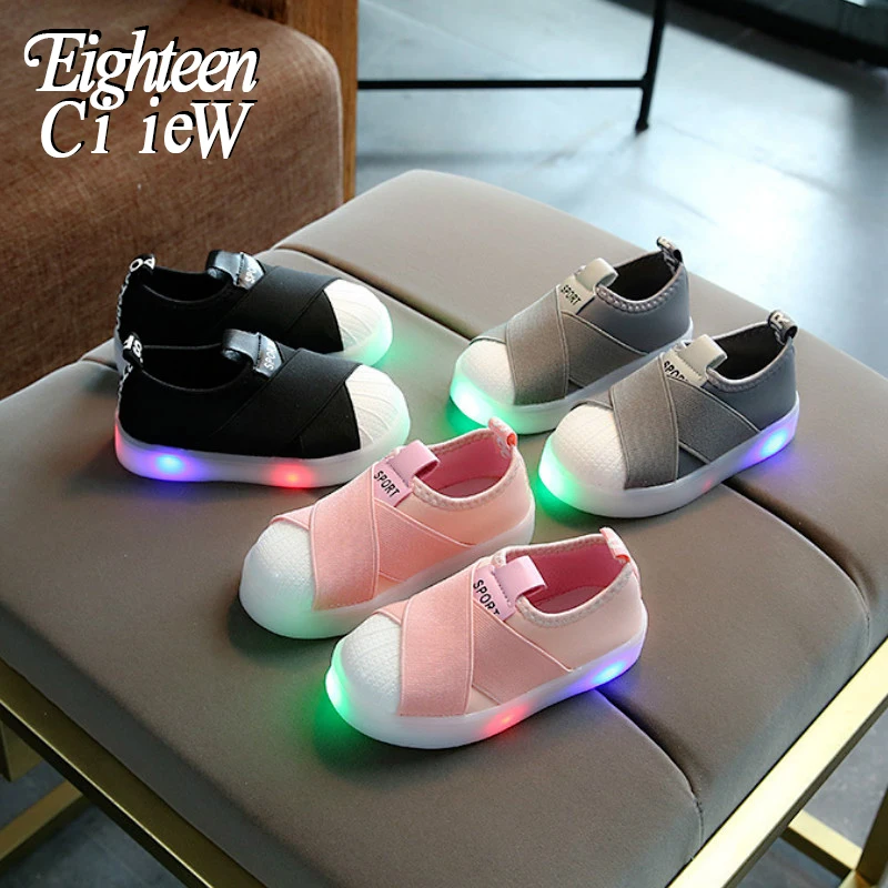 Детские светящиеся кроссовки дышащие светодиодные с светильник кой для