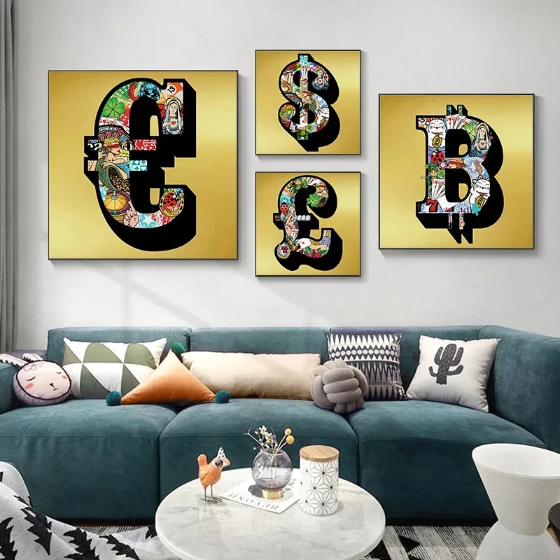 

Abstract Painting Print BITCOIN Pictures Canvas Painting Oil Painting Poster Modern Wall Art Pictures in Livingroom Home Decor