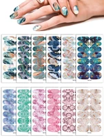 nail art accessories new marble smudge pattern starry paper net red nail sticker laser nail sticker manicure decals