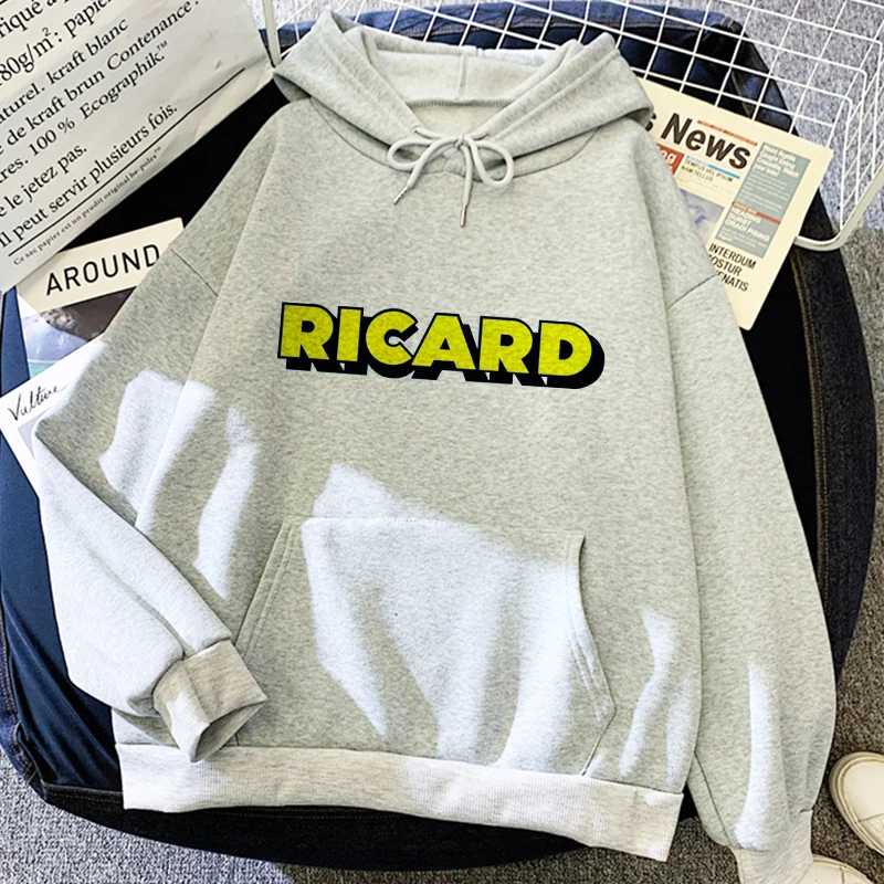 2021 Fashion Oversized Hoodies Ricard Letter Print Vintage Aesthetic Clothes Casual Hip Hop Hooded Pullovers Women Sweetshirts