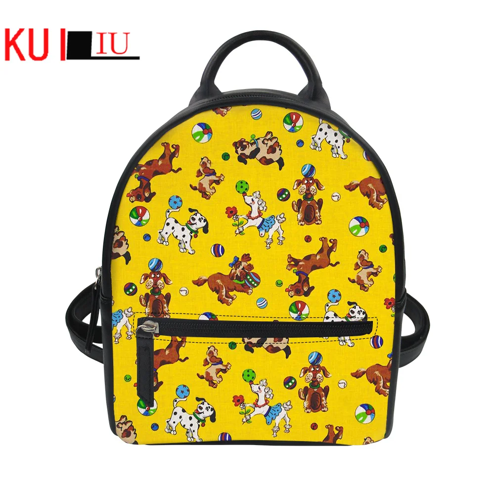 

Ball Pattern Women Mini Backpack Durable Dog Girl PU Leather Sack Female Casual Shoulder 3D Print Bag Personality Customized