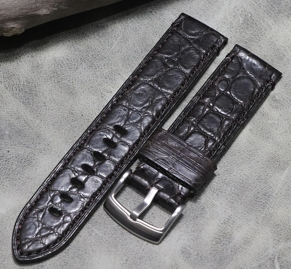 Handmade Wristband 22mm High-end Crocodile Alligator Leather Watch Band Strap high quality vintage leisure Watch belt Bracelet