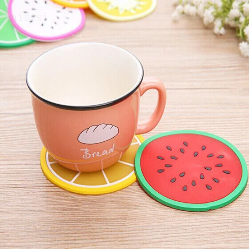 Новинка 1 шт. милая подставка в форме фруктов силиконовая под кружку нескользящая