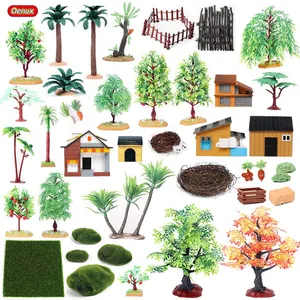 Oenux украшение дома пальмы ферма дом забор на лужайке гнездо расположение пейзажей пейзаж аксессуар миниатюрная Ферма животных модель игрушки