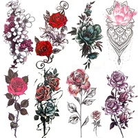 watercolor lotus cherry temporary tattoo for women rose henna tattoos sticker arm peony lily waterproof leaves fake tatoo sheets