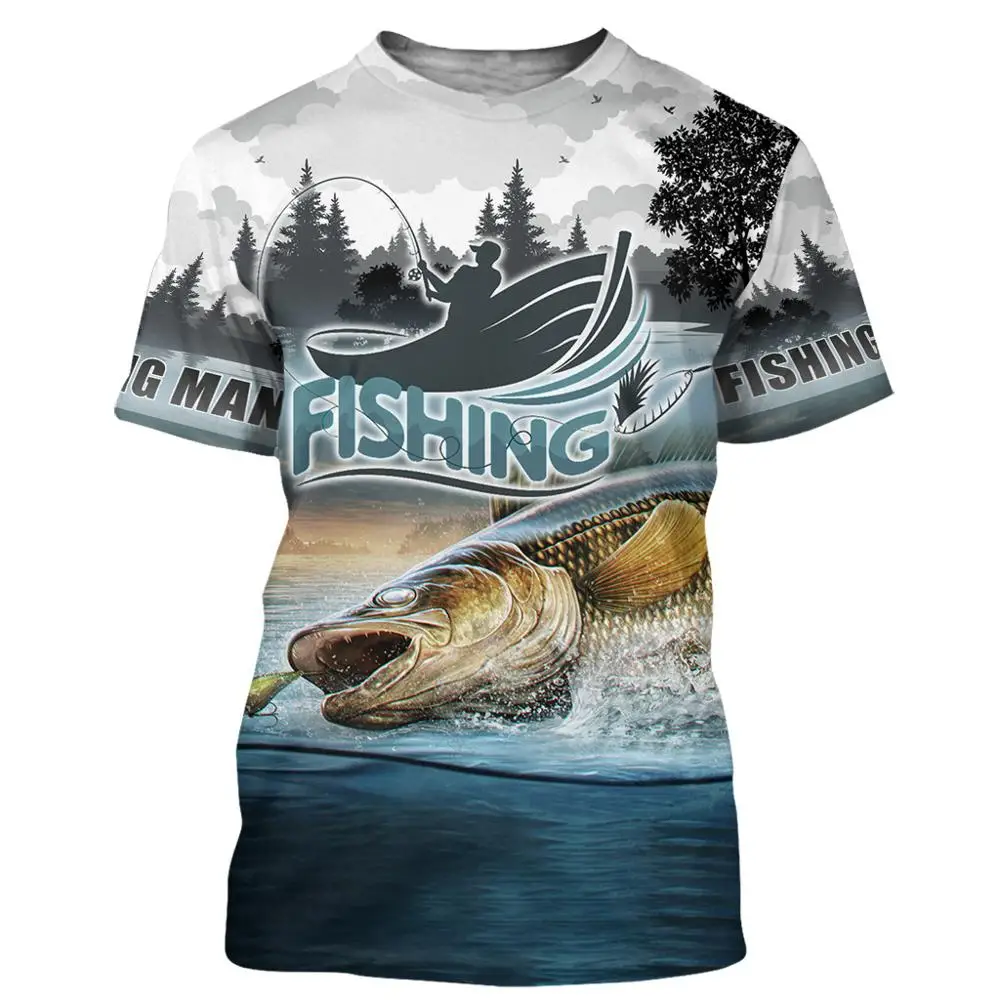 

Harajuku-Camiseta con estampado 3D de pesca para hombre, camisetas informales de manga corta, camiseta guay Unisex QDY001 2020