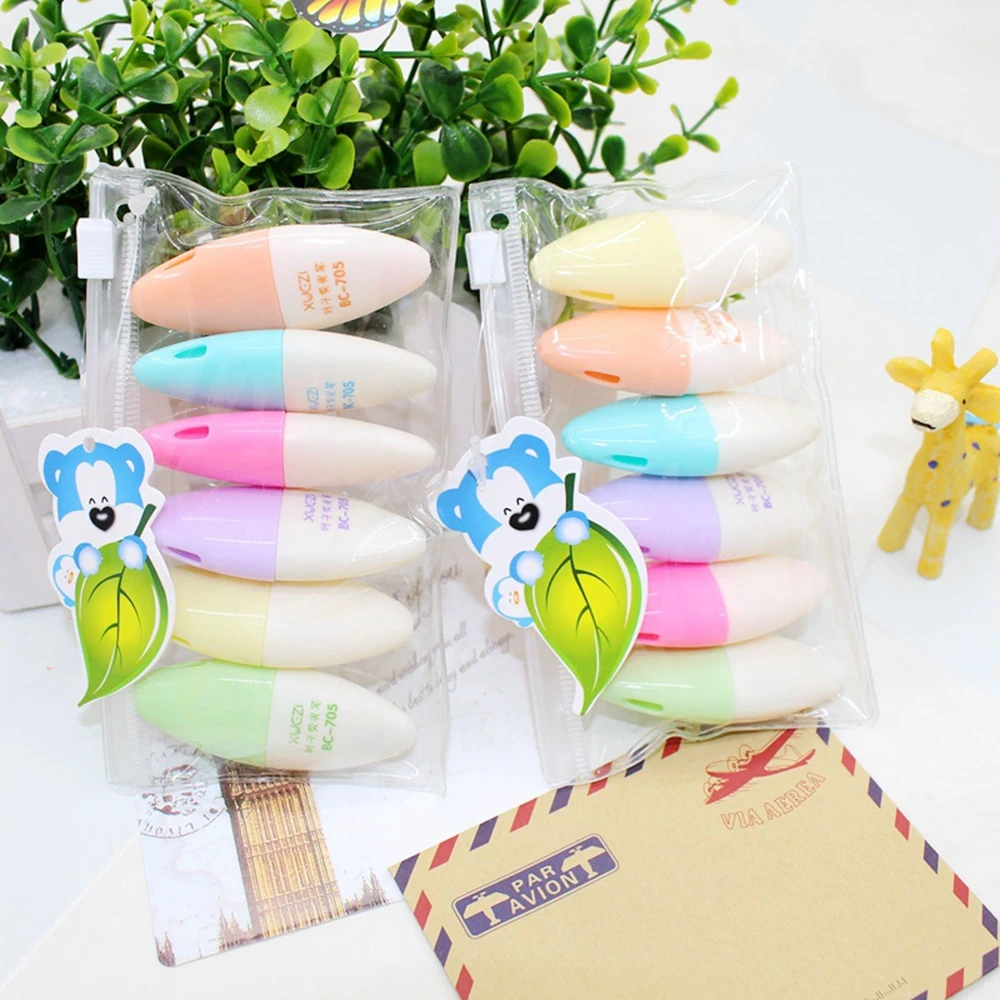 6 шт./компл. лист мини маркер ручка кавайные ручки канцелярских принадлежностей