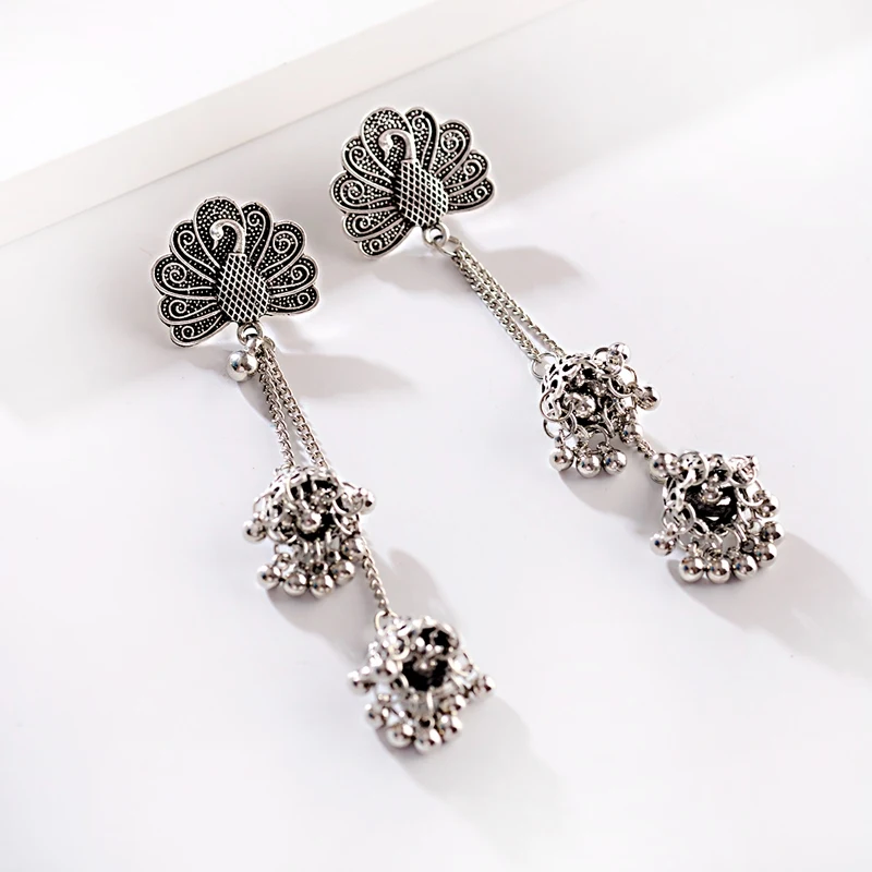 OIQUEI антикварные Jhumkas богемные этнические золотые Животные Резные Большие