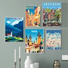 Винтажная живопись на холсте европейские плакаты и принты Амстердам Дания Стокгольм город путешествия города пейзаж настенная живопись