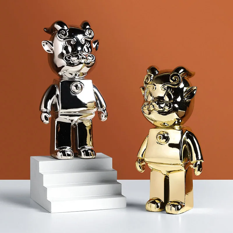 

Nordic Luxury Galvanized Cow Artware Animal Sculpture Home Decoration Accessories Modern Art Resin Statue Room Ornament Craft