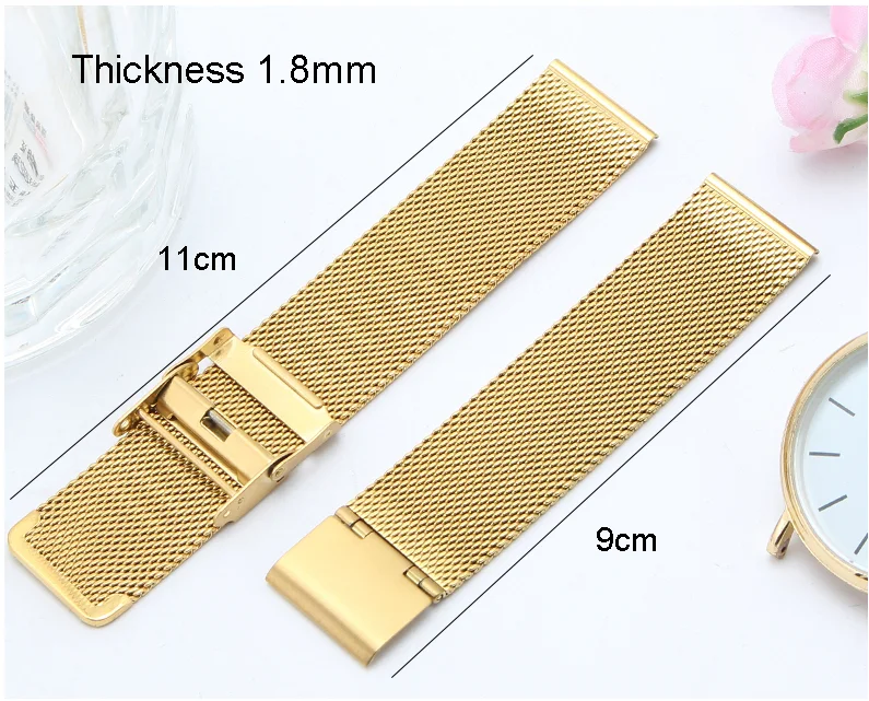For DW Watch Steel Band Mesh Strap for Daniel Wellington Watch Band Metal Ultra-thin Universal Stainless Steel Bracelet 10-22 mm