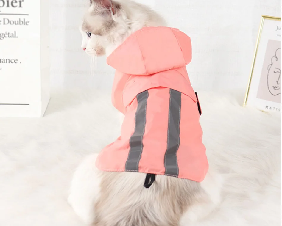 

Дождевик для собак, Светоотражающая полоса с капюшоном, водонепроницаемая, женская, дышащая, светоотражающая, Roupa Chuva Cao