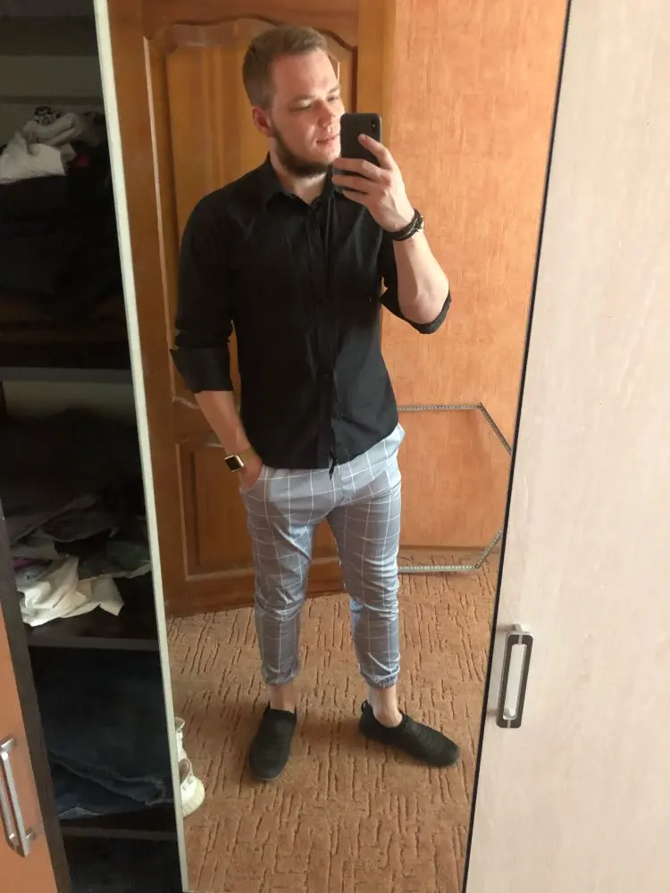 Мужские брюки Чино облегающие стрейчевые с полосками по бокам 2019| |