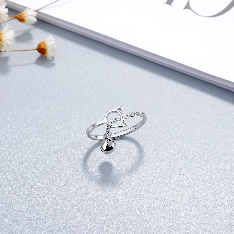 

Ins style Aesthetic Couples Ring for Women Animal Ears Alloy silver plating CZ Open Ring Adjustable Set Fit Summer Vacation