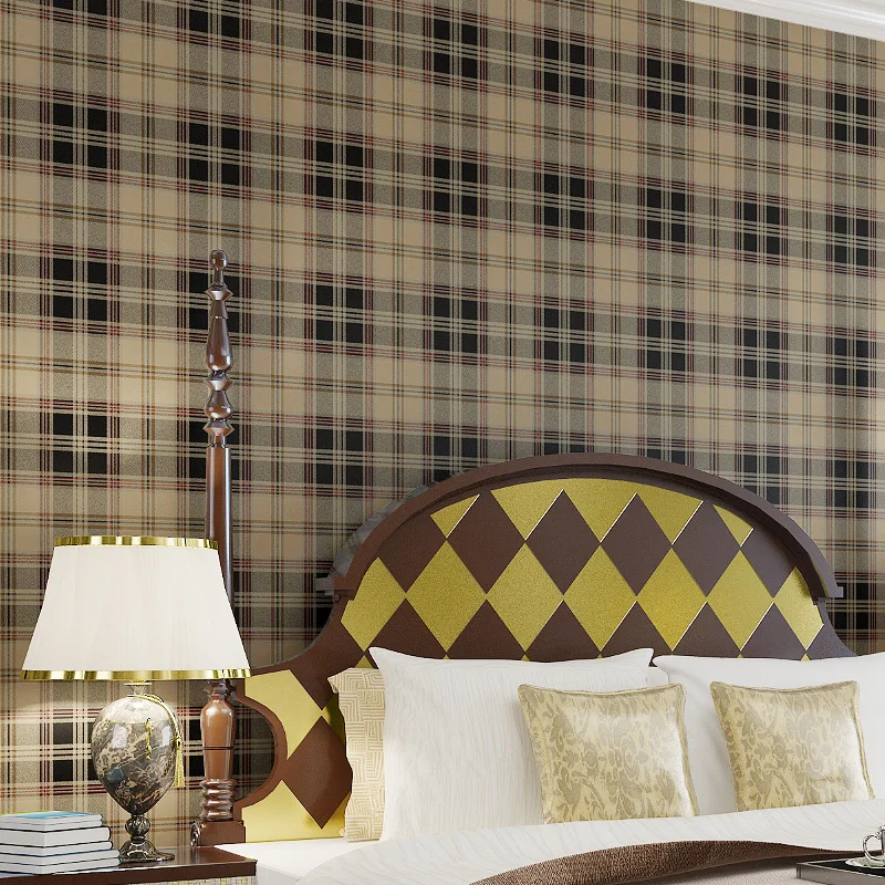 Шотландский британский стиль плед нетканые обои ретро американский Высший сорт