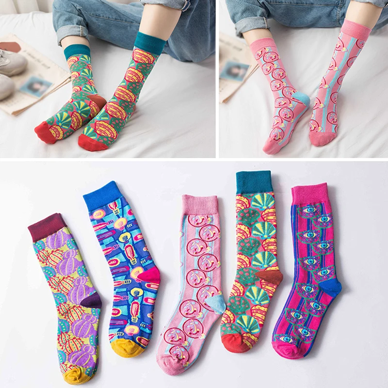 Новинка модные женские смешные носки в европейском и американском стиле цветные