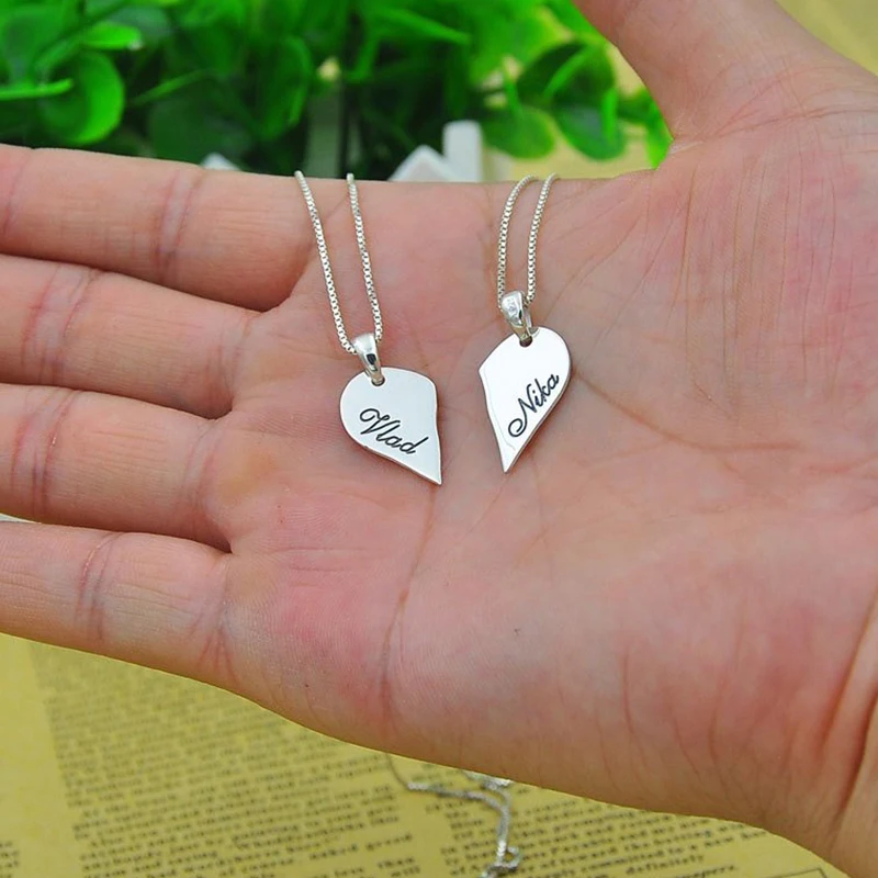 Ожерелье с кулоном в виде половины сердца 2 шт./компл. колье именем на заказ для