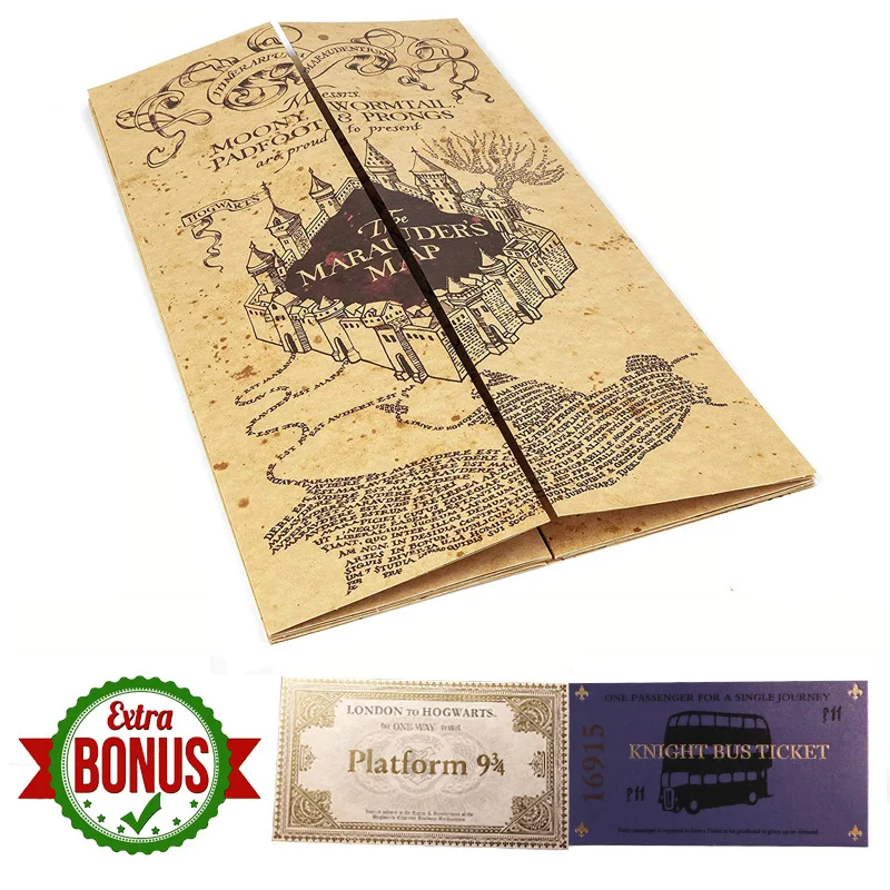 Marauders Map Новинка, популярные гончарные карты мародера, волшебник, школьные билеты, Студенческая коллекция, подарки, вечерние болельщики - Цвет: Marauders Map