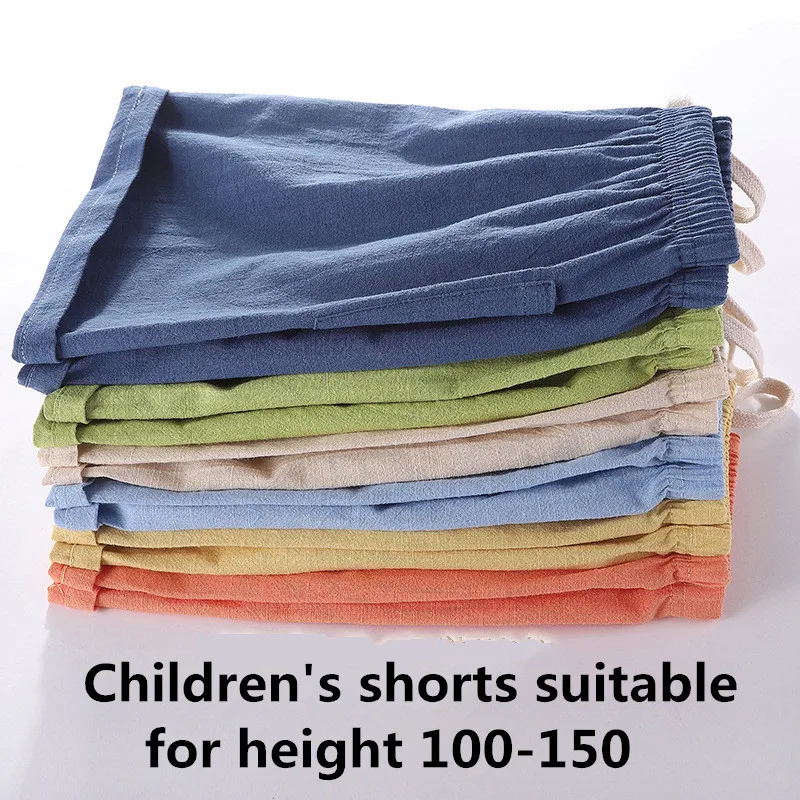 Детская одежда Лидер продаж летняя детская из хлопка и льна 5 цветов однотонная