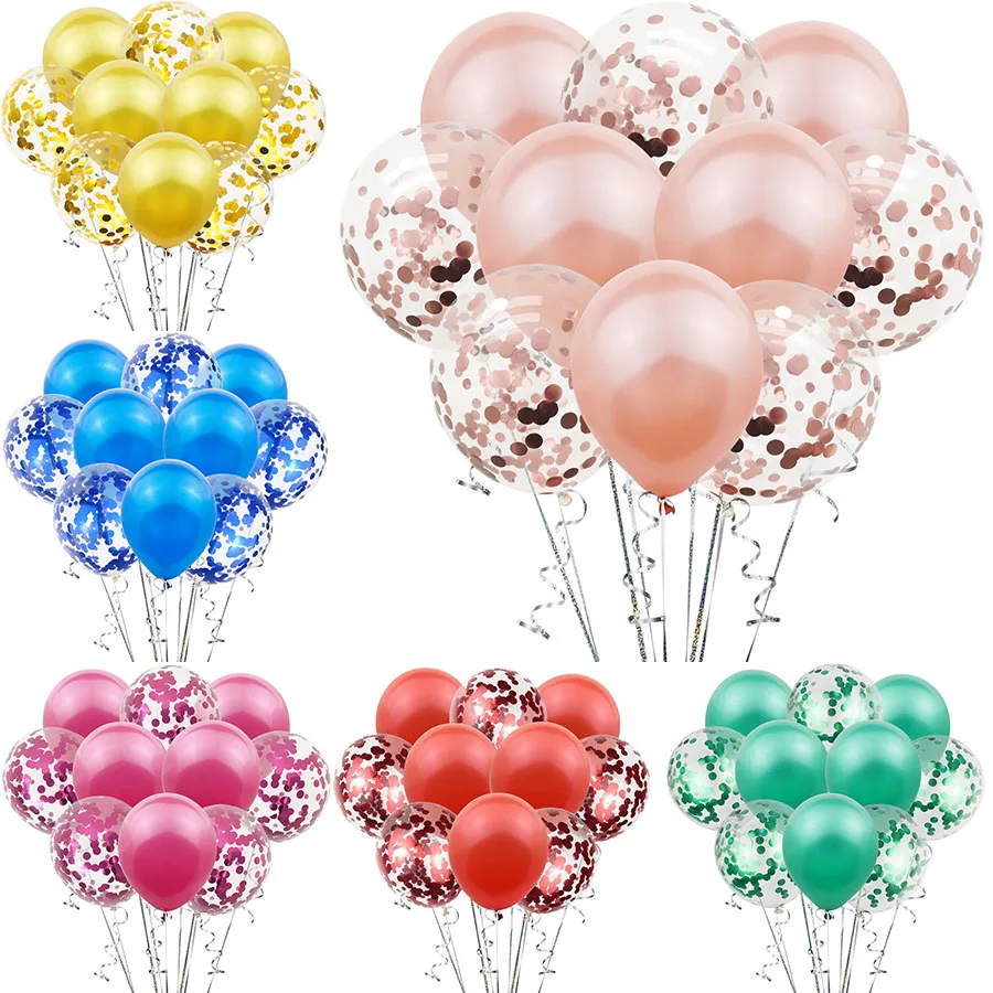 10pcs/lot 12inch Latex Balloons And Colored Confetti Birthday Party Decorations Mix Rose Wedding Decoration Balloon | Дом и сад