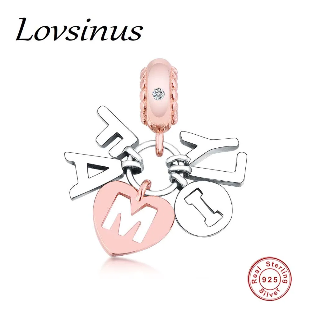 

Fit Original Europe Charm Bracelet DIY Jewelry Making Real 925 Sterling Silver Letter family Bead Charms 2019 Mothers' Day Gift