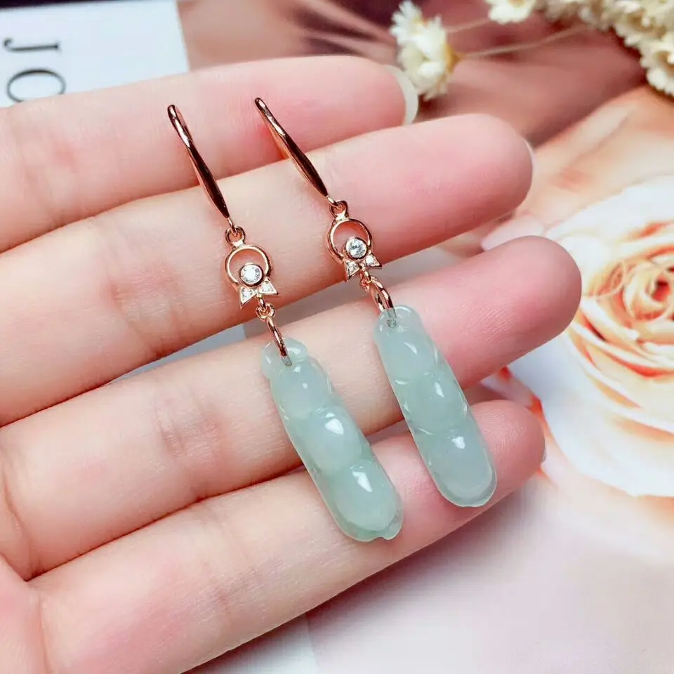 Женские серьги-подвески MeiBaPJ длинные серьги с натуральным изумрудно-зеленым