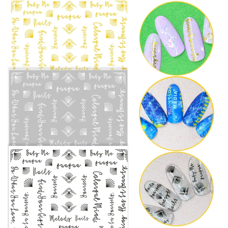 

1 Pieces 3D Super Thin Letter Word Nail Stickers Tips Nail Art Adhesive Stickers Street Cool Design Nail Envelopes Manicure