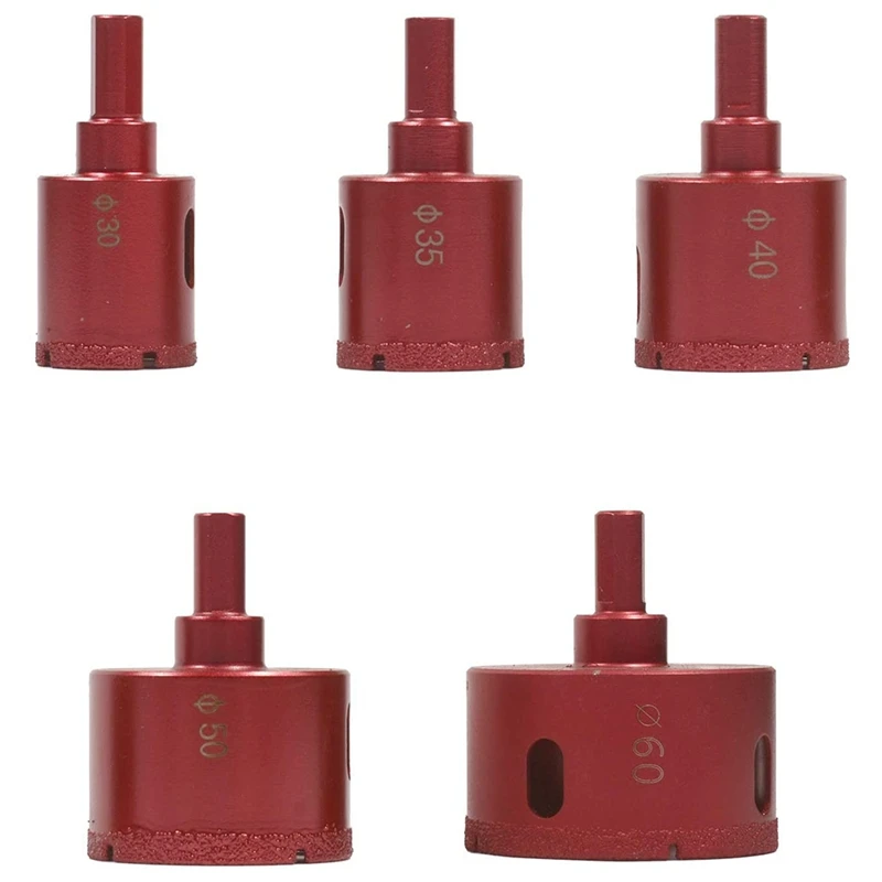 

HOT-5PCS большие алмазные сверла, резак для отверстий, 30/35/40/50/60 мм, алмазные сверла с паяным покрытием, сердечник с Циркулярным покрытием