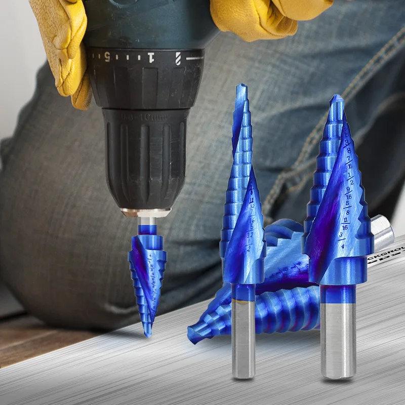 

5Set triangle handle spiral groove plated blue British step Diamond aluminum boxed reamer