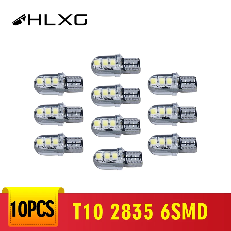 10X 2835 6SMD T10 Белая светодиодная сигнальная лампа автомобильная W5W светодиодные