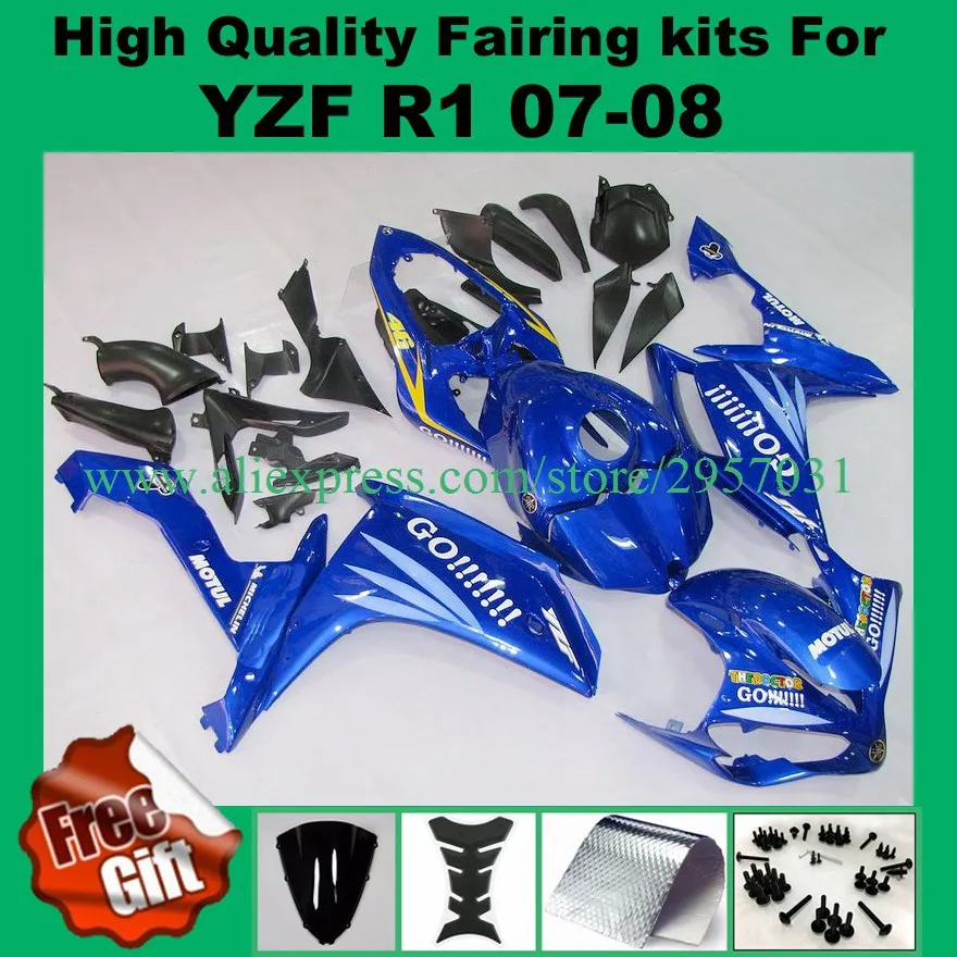 

Best Fairings For Yamaha YZF R1 07 08 2007 2008 Blue Go Motorcycle Full Fairing Kit Bodywork Cowling Free Screws+gifts