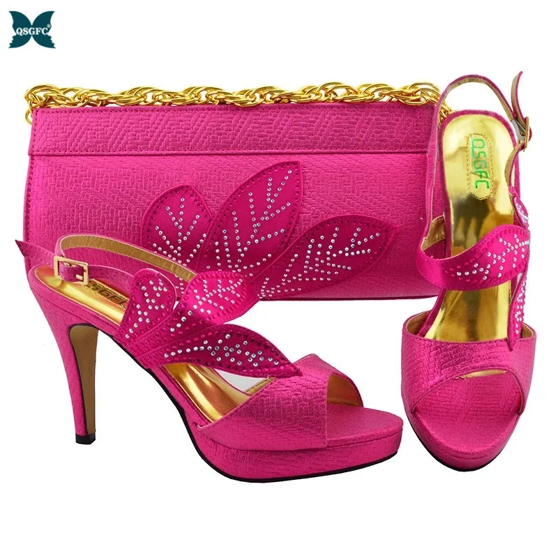 Новое поступление Комплект из обуви и сумки в итальянском стиле цвета фуксии