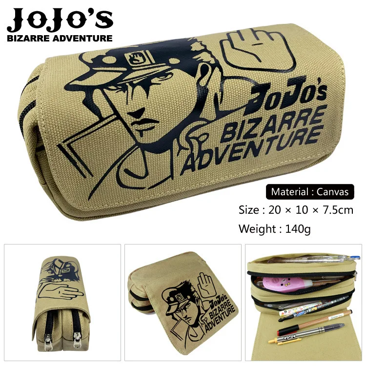 JoJos Bizzare Приключения ручка сумки двойной слой из плотной ткани на молнии школьный