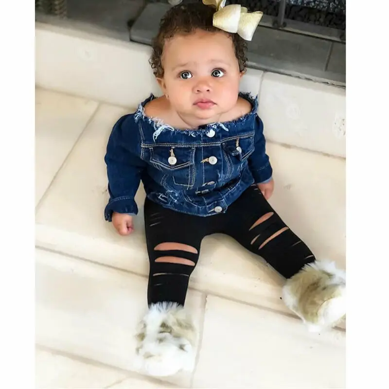 Милая Модная Джинсовая куртка для новорожденных девочек на весну и осень топы с